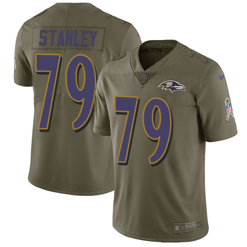 Nike Ravens #79 Ronnie Stanley Olive Men's Stitched NFL Limited Salute To Service Jersey - Click Image to Close